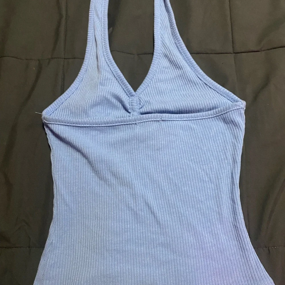 Blue Ribbed Halter Top - Picture 2 of 3